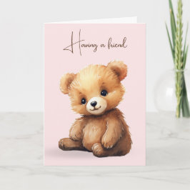Waterverf Teddy Bear Vriendschap Kaart