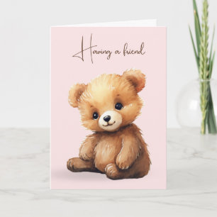 Waterverf Teddy Bear Vriendschap Kaart