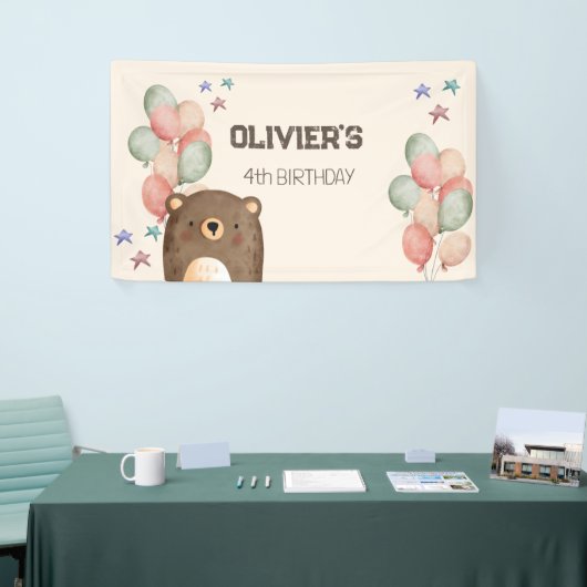 waterverf teddy beer verjaardagsbanner spandoek (Beurs)