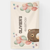 waterverf teddy beer verjaardagsbanner spandoek (Verticaal)