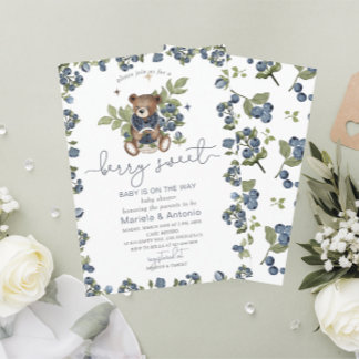 Waterverf Teddy Berry Zoet Baby shower Kaart