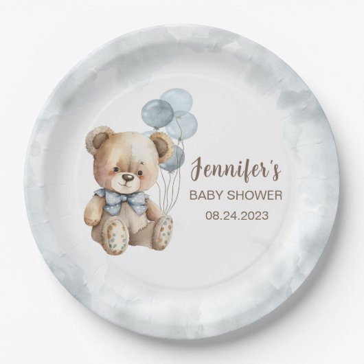 Waterverf teddy bord voor baby shower (Voorkant)
