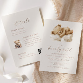 Waterverf Teddybeer All-in-One Beige Baby shower Kaart