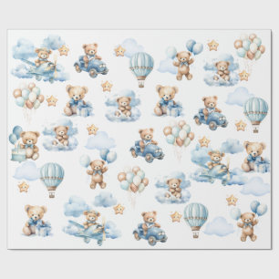 Waterverf Teddybeer Aviator Patroon Cadeau Cadeaupapier