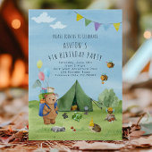 Waterverf teddybeer, avonturenverjaardag kaart