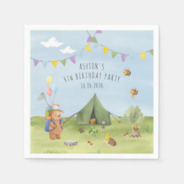 Waterverf teddybeer, avonturenverjaardag servet