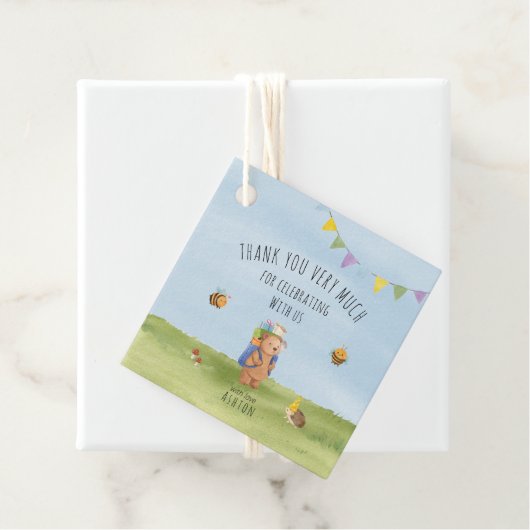 Waterverf teddybeer, avontuurlijk dank je bedankjes labels (In situ)