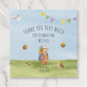 Waterverf teddybeer, avontuurlijk dank je bedankjes labels (Voorkant)