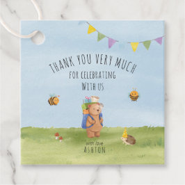 Waterverf teddybeer, avontuurlijk dank je bedankjes labels