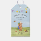 Waterverf teddybeer, avontuurlijk dank je cadeaulabel (Voorkant)