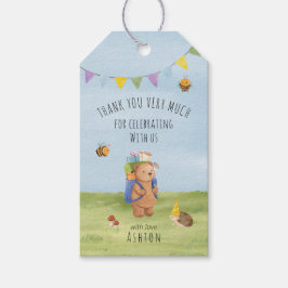 Waterverf teddybeer, avontuurlijk dank je cadeaulabel