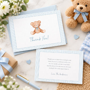 Waterverf Teddybeer Baby Jongen Baby Shower Bedankkaart