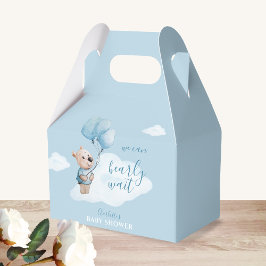 Waterverf Teddybeer Baby shower blauw Bedankdoosjes