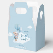 Waterverf Teddybeer Baby shower blauw Bedankdoosjes (Geopend)