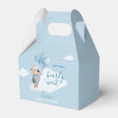 Waterverf Teddybeer Baby shower blauw Bedankdoosjes (Voorkant Zijde)