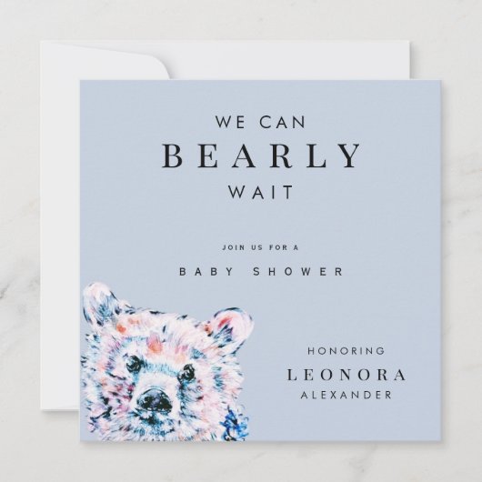 Waterverf Teddybeer Baby Shower Kaart (Voorkant)