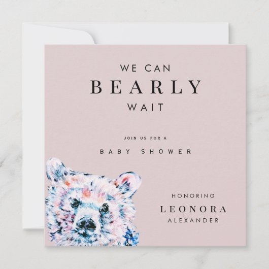 Waterverf Teddybeer Baby Shower Kaart (Voorkant)