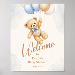 Waterverf Teddybeer Baby Shower Welkom Poster