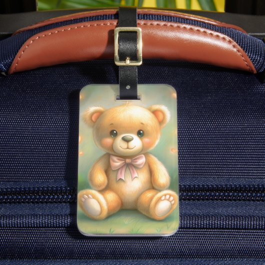 Waterverf teddybeer bagagelabel (Voorkant Insitu 2)