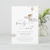 Waterverf teddybeer ballon neutraal Baby shower Kaart (Staand voorkant)