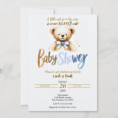 Waterverf Teddybeer Bearly Blue Baby shower Kaart (Voorkant)