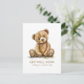 Waterverf Teddybeer Beterschap Briefkaart (Staand voorkant)