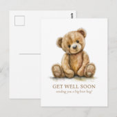Waterverf Teddybeer Beterschap Briefkaart (Voorkant / Achterkant)