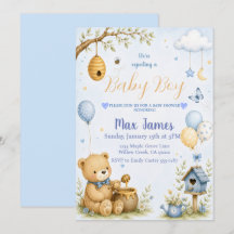 Waterverf Teddybeer Bijen Jongens Baby Shower