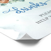 Waterverf Teddybeer blauw bloemengroen drinken Poster (Hoek)