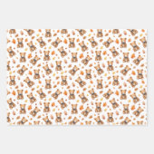 Waterverf teddybeer en verlaat Herfst Inpakpapier Vel (Voorkant)