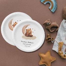 Waterverf teddybeer genderneutraal baby papieren bordje