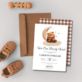 Waterverf teddybeer genderneutraal baby shower kaart