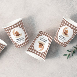 Waterverf teddybeer genderneutraal baby shower papieren bekers