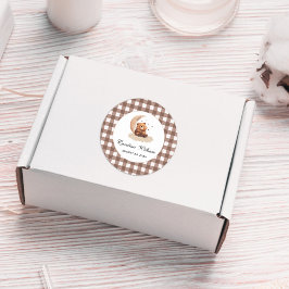 Waterverf teddybeer genderneutraal baby shower ronde sticker