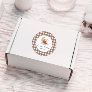 Waterverf teddybeer genderneutraal baby shower ronde sticker