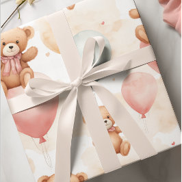 Waterverf Teddybeer hete luchtballonnen Cadeaupapier