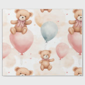 Waterverf Teddybeer hete luchtballonnen Cadeaupapier (Vlak)