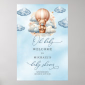 Waterverf Teddybeer heteluchtballon welkom Poster (Voorkant)