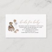Waterverf teddybeer kinderkamer baby shower informatiekaartje (Voorkant)