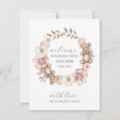 Waterverf teddybeer krans foto aankondiging (Voorkant)