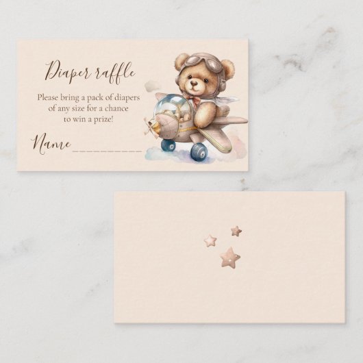 Waterverf Teddybeer luier loterij ticket Informatiekaartje (Voorkant / Achterkant)