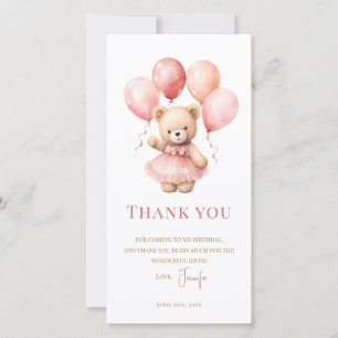 Waterverf Teddybeer Meisje 1e Verjaardag Bedankt 