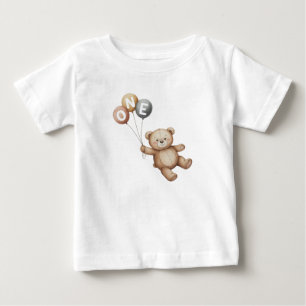 Waterverf teddybeer met ballonnen eerste verjaarda