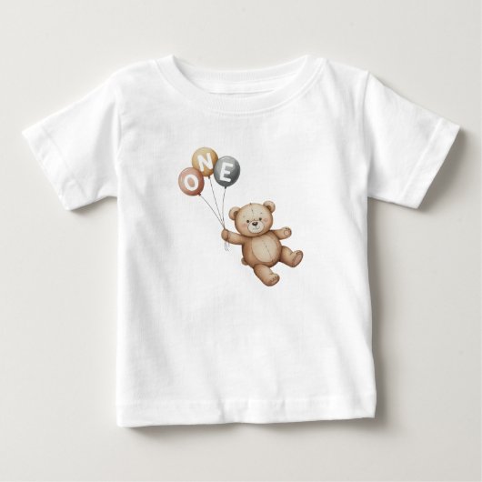 Waterverf teddybeer met ballonnen eerste verjaarda (Voorkant)