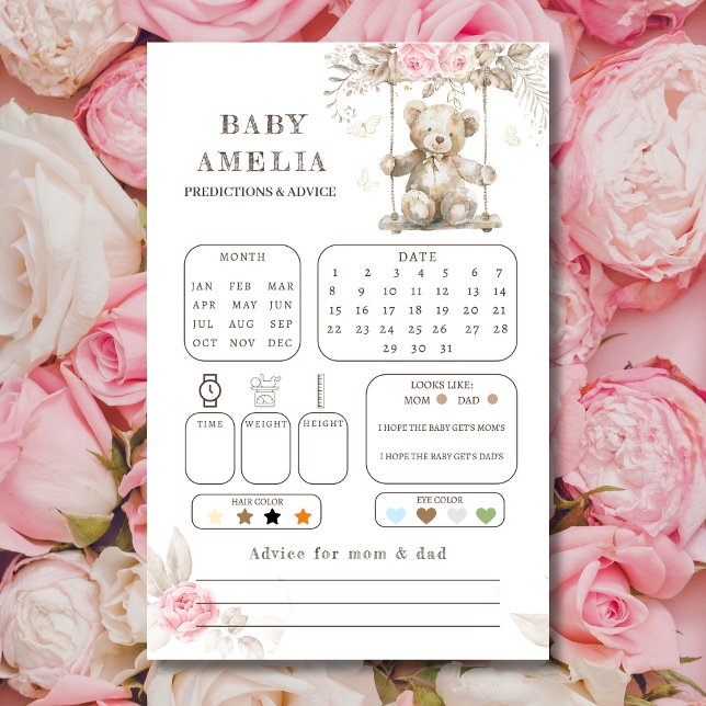 Waterverf teddybeer roze bloemenvoorspelling (Creator heeft geüpload)