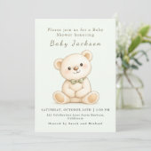 Waterverf Teddybeer Saliegroen Kaart (Staand voorkant)