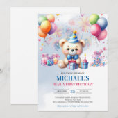 Waterverf Teddybeer snoep Beer-Y Eerste Verjaardag Kaart (Voorkant / Achterkant)