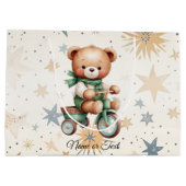 Waterverf teddybeer sterren groene fiets mooi groot cadeauzakje (Achterkant)