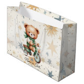 Waterverf teddybeer sterren groene fiets mooi groot cadeauzakje (Voorkant Gekanteld)