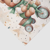 Waterverf teddybeer sterren groene fiets mooi tissuepapier (Detail)